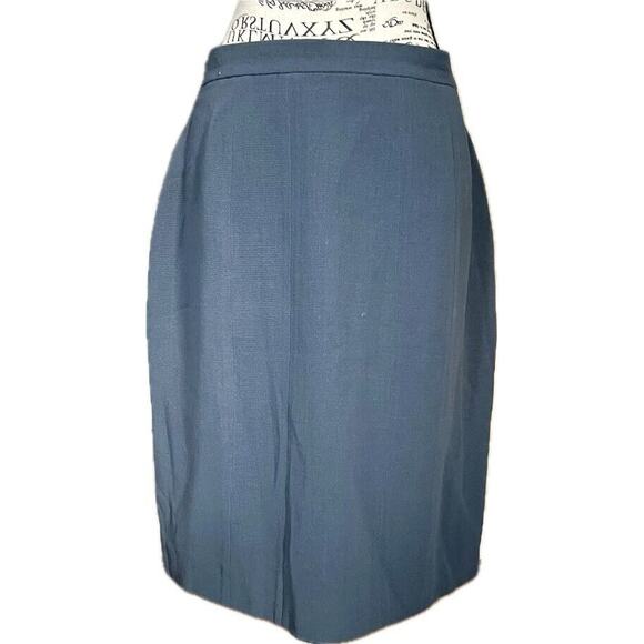 Chloe Size L US 10 Blue Wool Tailored Designer Pencil Skirt FR42 Classic France - Picture 1 of 4